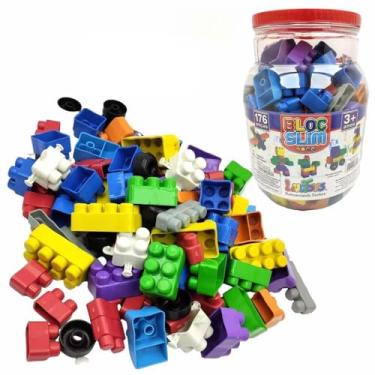 Imagem de Blocos de Montar 176 Peças Brinquedo Infantil Didatico Bloquinhos de Encaixar Monta Monta Educativo