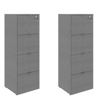 Imagem de Kit 2 Gaveteiros Arquivo 4 Gavetas para Pastas Suspensas Kuaq40 Kuadra Espresso Móveis Preto