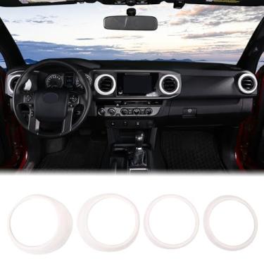 Imagem de Aunginsy Capa de acabamento de anel de saída de ar condicionado para console central compatível com Toyota Tacoma 2016-2023 Pickup Dashboard Side Air Conditioning Vent Decorative Frame Protection Ring