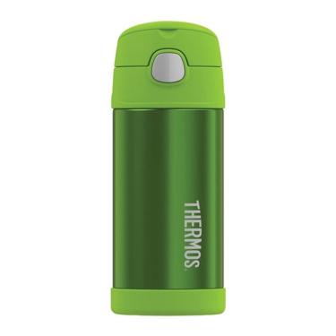 Imagem de Garrafa Térmica Infantil c/ Canudo Silicone Verde Thermos ®  Funtainer 355ML Isolamento a Vácuo  - Thermos