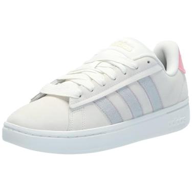 Imagem de adidas Grand Court Alpha 00s Tênis feminino, Branco/Prata Metálico/Semirosa Spark, 6.5