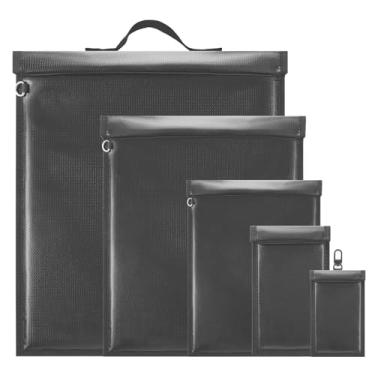 Imagem de Pacote com 5 bolsas Faraday para laptops, tablets, telefones e chaves de carro, gaiola Faraday com alça, protetor anti-rastreamento Faraday (5 peças)