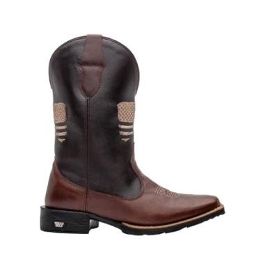 Imagem de Bota Masculino Texana Em Couro Marrom Cano Longo Bordado EUA Oferta (Marrom, BR, Adulto, Numérico, 42)