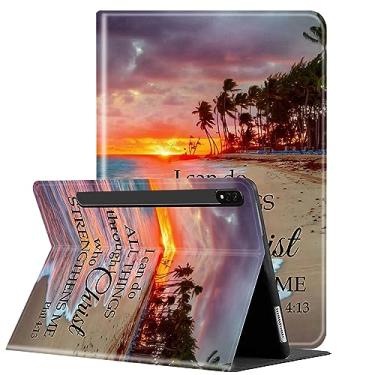 Imagem de Capa para tablet Samsung Galaxy Tab S8 Plus 2022/ Tab S7 FE 5G 2021/ Tab S7 Plus 2020 de 12,5 polegadas, suporte multiângulo com capa de proteção automática para hibernar/despertar - Sunset Beach