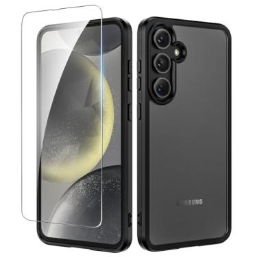 Imagem de Ruky Capa para Samsung FE com protetor de tela, [Não serve para S23 FE] Capa protetora fina translúcida fosca à prova de choque fina para Galaxy FE, preta