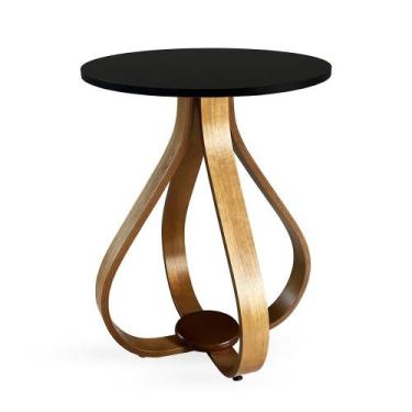 Imagem de Mesa Lateral De Canto Pés Cebola 70x50cm - Lubrano, Preto