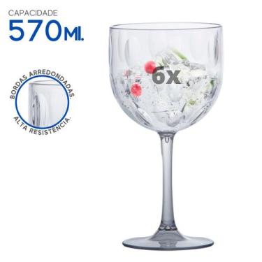 Imagem de Kit Taças Gin Drinks Acrílico Resistente Cozinha 570ML 6 Pçs - Paramou
