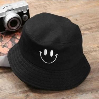 Imagem de Chapéu Boné Bucket Hat Preto Com Bordado Sorriso Smile - Rei Look
