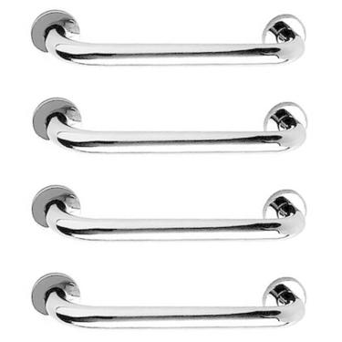 Imagem de Alça de Apoio 30cm Barra Aço Inox Kit 4 Unidades Idoso Acessibilidade Cadeirante Casa Banheiro Box Corrimao Escada Segurança