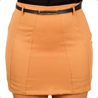 Imagem de Short Saia Feminino Alfaiataria Social Detalhe Prega Com Cinto Moda Ve
