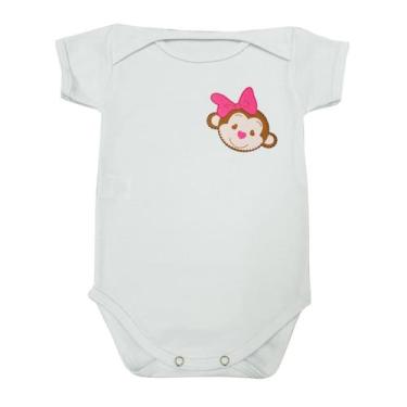 Imagem de Body Manga Curta Bebê Macaquinha Laço Pink - Generic, M, Branco