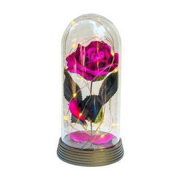 Imagem de Luminária A Rosa Encantada Roxo Base 20 Cm Ouro Quente - Amor Lindo