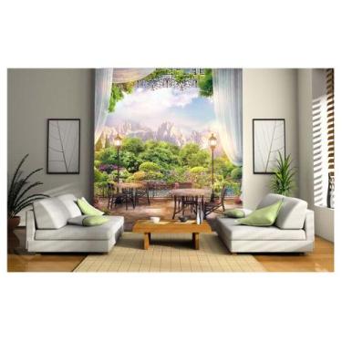 Imagem de Papel De Parede Paisagem Digital Lago Varanda Dav42 - Você Decora