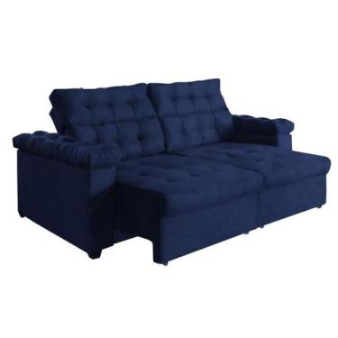 Imagem de Sofá New Austrália 2 metros Retratil e Reclinavel Suede Azul  Sofá na 