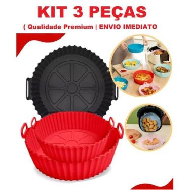 Imagem de KIT 3 Forma De Silicone Para Air Fryer Forno Microondas Fritadeira Ass