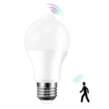 Imagem de Lâmpada Led De Presença E27 Bulbo Luz Fria Bivolt Com Sensor Detecção 