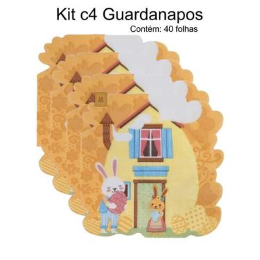 Imagem de Kit c4 Guardanapo Papel Páscoa Decorado Festa 33x33cm - MultiA, Ovo