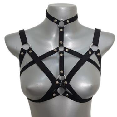 Imagem de Harness arreio de busto feminino em elastico Darkness - Almah Fashion