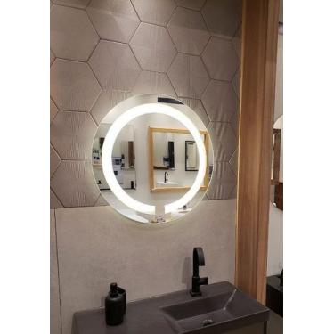 Imagem de Espelho jateado Redondo 60cm com LED frio TOUCH - Woodglass