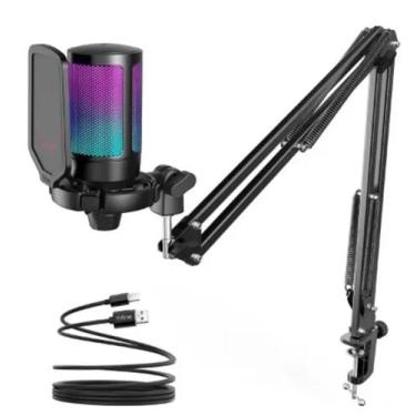 Imagem de Microfone Condensador Gamer Rgb Live Podcast + Suporte Articulado - to