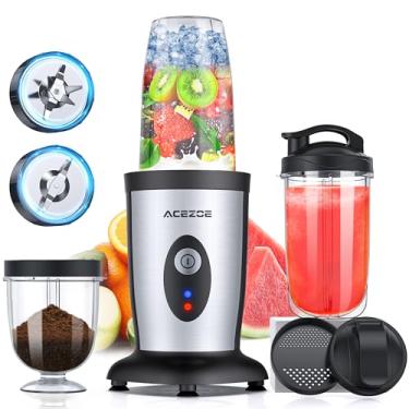 Imagem de Acezoe Liquidificador Shakes e Smoothies, Liquidificador Portátil 850W, Misturador de Um Botão, 3D 6 folhas, 2 x 17 oz Garrafa Liquidificador Pessoal, Cozinha Livre de BPA, Alimentos para Bebês,