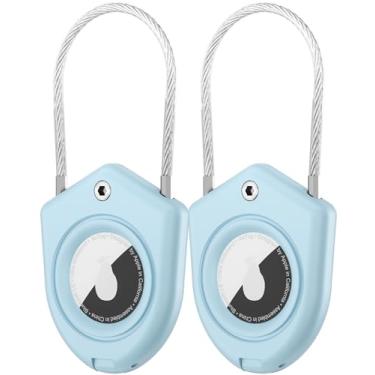 Imagem de TUXON Suporte para AirTag, pacote com 2 capas para AirTag com cabo de fio, chaveiro anti-arranhões para Apple Air Tags, acessórios para rastreador de itens GPS