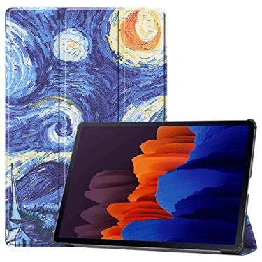 Imagem de Zrengp Capa para tablet Samsung Galaxy Tab S7 Plus de 12,4 polegadas (versão 2020), ultrafina, suporte fólio, leve, hibernar/despertar, capa de couro para Galaxy Tab S7+ SM-T970 SM-T975 T976B (KST-céu