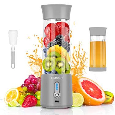 Imagem de Copo de liquidificador elétrico portátil, mini liquidificador para shakes e smoothies, 380 ml, seis lâminas, branco