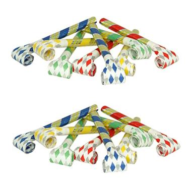Imagem de Beistle 16 peças super tubo sopro silencioso para lembrancinhas de aniversário, artigos de festa de ano novo, multicolorido