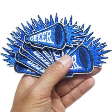 Imagem de FSFYXHC Conjunto de 12 peças Blue Cheerleader Cheerleading Megafone Iron On Patch Squad Team Bullhorn Patch Sports Games Game Day Bordado Apliques à Máquina DIY 7,6 cm x 3,3 cm