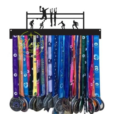 Imagem de Quadro Decorativo MDF Preto Porta Medalhas Esporte Volei