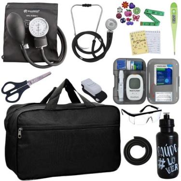 Imagem de Kit Enfermagem Medidor Glicose Aparelho de Pressão Esteto Multi Incote