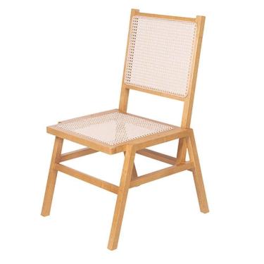 Imagem de Cadeira Veneza Com Encosto E Assento Em Rattan - 6009 Cor Garapa - Verniz