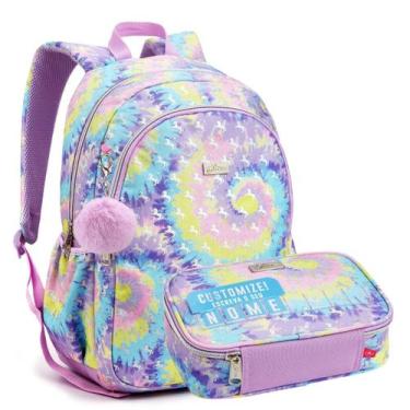 Imagem de Kit Escolar Juvenil Feminina Tie Die Chaveiro Pompom Seanite, Rosa