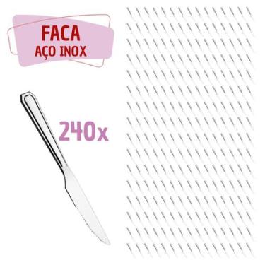 Imagem de Jogo 240 Pçs Faca Reforçada Inox Restaurante / Bar / Casa - PRATICASA,