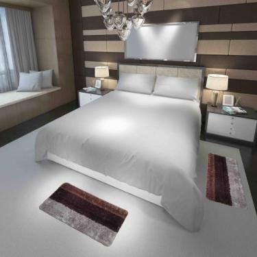 Imagem de Jogo de Quarto Tapete Macio 2 peças Antiderrapante Cappucino - Pratate