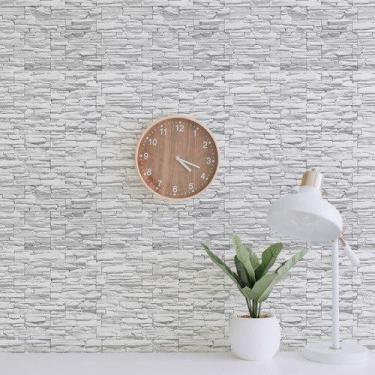 Imagem de Papel De Parede Adesivo 3d Pedras Canjiquinha Branca Sala 3m - Leliz P