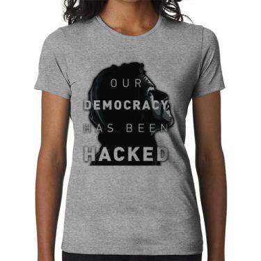 Imagem de Baby Look Our Democracy Has Been Hacked - Foca na Moda, Cinza, M