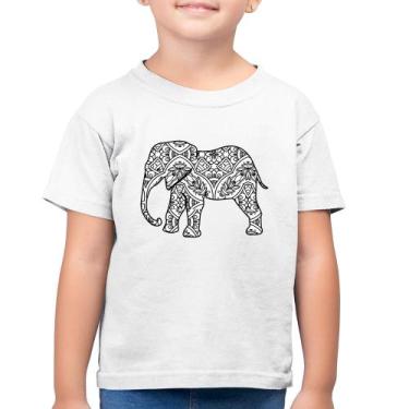 Imagem de Camiseta Algodão Infantil Elefante Mandala - Foca na Moda, Branco, 14