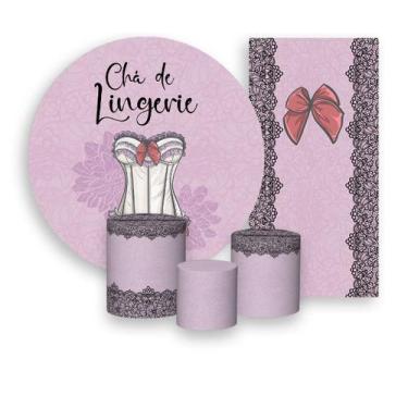 Imagem de Kit Painel De Festa + Trio Capa Cilindro + Faixa Veste Fácil - Chá Lin