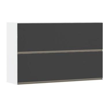 Imagem de Armário Basculante Duplo 120cm 2 Portas Branco Polar C/Preto - LUCIANE