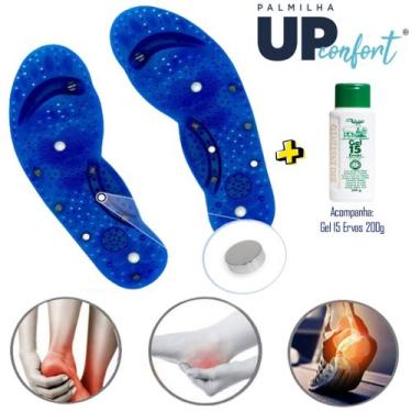 Imagem de Kit Palmilha Magnética Massagem Terapia Do-in + Gel 15 Ervas - Upower,