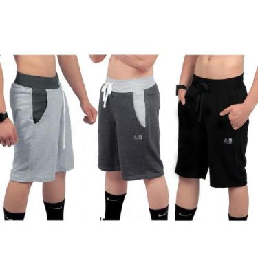 Imagem de Kit 3 Bermudas Moletinho Masculinas BYG Skyline - BYG Moda Fitness, Ci