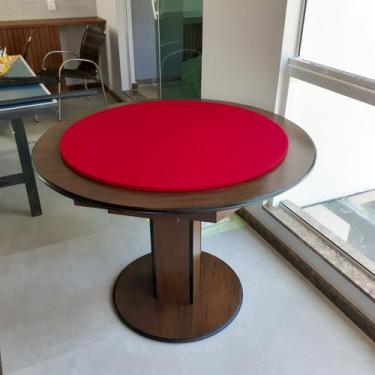 Imagem de Mesa de Carteado Redondo Malaga Tecido Vermelho - Carlin Bilhares, Est