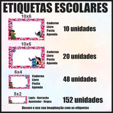 Imagem de Etiqueta Adesiva Escolar em Vinil Tema Personagem STITCH - Dekal Decor