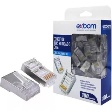 Imagem de Kit 40 Conector Blindado Rj45 Cristal 8P8C Cat6 - Exbom