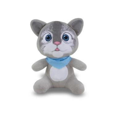 Imagem de Gatinho de Pelúcia Luck 27cm Anti-alérgico - Toybrink, Cinza