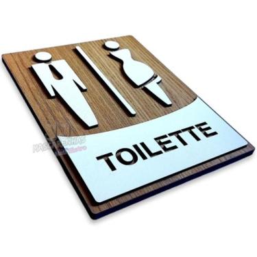 Imagem de Plaquinha para banheiro wc mdf toilette decorativa 3mm - JJ