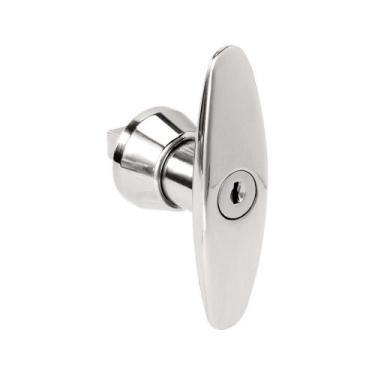 Imagem de Maçaneta com Fechadura com Trava Externa para Móveis Armários de Aço 2