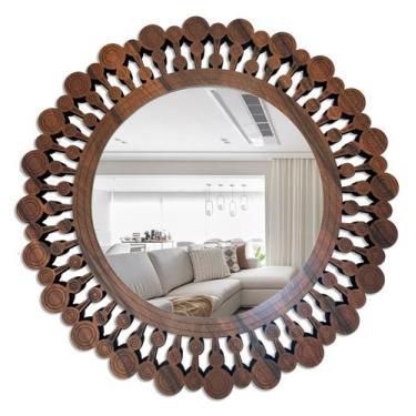 Imagem de Espelho Decorativo Moldura Madeira Pegui Quebec 85 cm - CREATUS, Marro